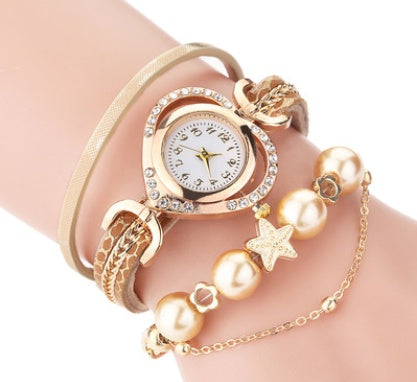 Circle Pearl Watch Fashion Diamond Digital Watch